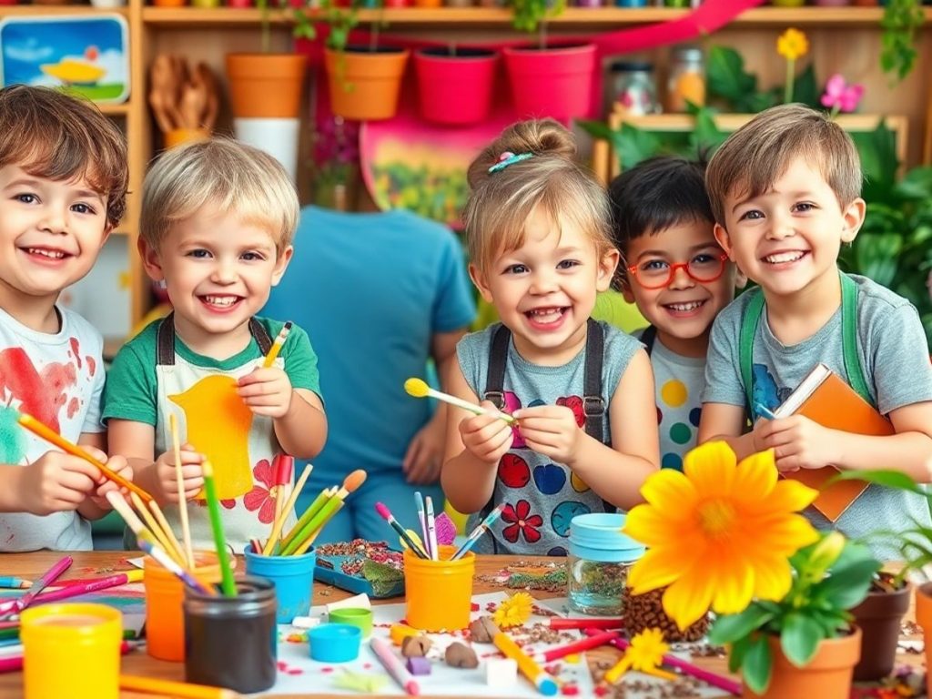 Copii creativi explorând noi orizonturi artistice.