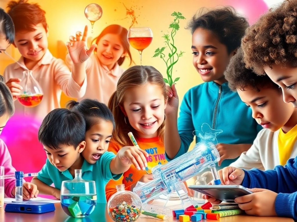 Copii geniali lucrand la proiecte creative si inovatoare.