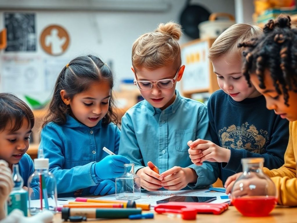 Copiii supradotați lucrând la proiecte inovatoare.