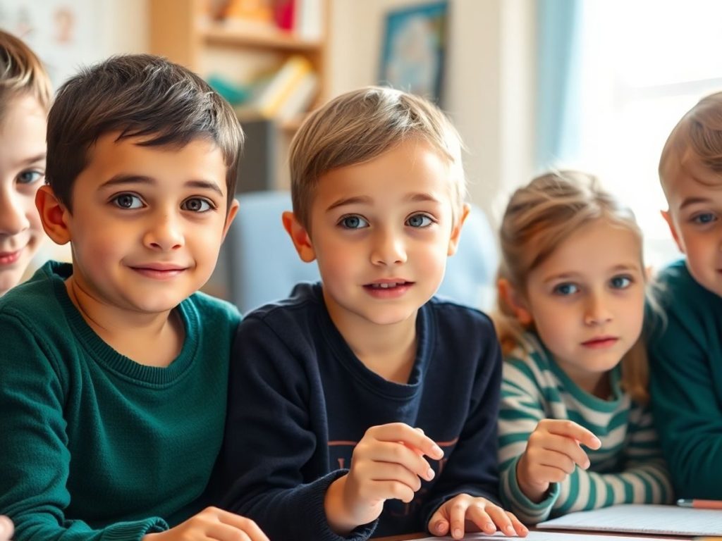 Grup de copii români geniali, concentrați și curioși.